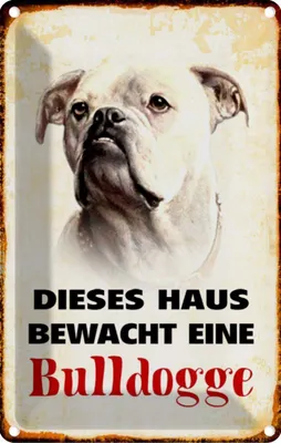 Produktbild von vianmo Blechschild 18x12 cm Hund dieses Haus bewacht eine Bulldogge Tier Haustier