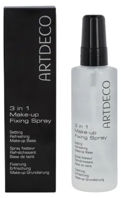 Produktbild von ARTDECO 3 in 1 Make-Up Fixing Spray, Makeup-Fixierspray, 100 ml, AQUA (WATER), BUTYLENE GLYCOL, ALCOHOL DENAT., PEG-7 GLYCERYL COCOATE, POLYESTER-5,..., Keeping your eyes closed, spray the face briefly from a distance of around 30 cm (10 inches). To..., 1 Stück(e)