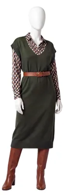 Produktbild von Strickkleid Damen Pullunderkleid V-Ausschnitt 38 40 42 Feinstrick Kleid Ärmellos