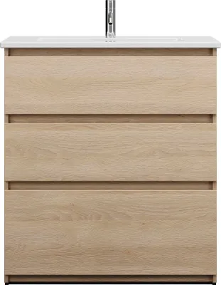 Image de burgbad Lin20 lavabo en céramique avec meuble souslavabo, 3 tiroirs, 830x415x912mm, SGHE083F5355C0001