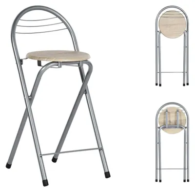 Produktbild von Barhocker klappbar, keine Montage, Outdoor, Sitzhöhe 61 cm, Holzmaserung/Silber