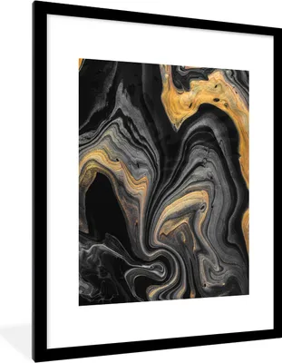 Produktbild von MuchoWow® Gerahmtes Poster Marmor - Acryl - Gold - Luxus - Abstrakt 60x80 cm - Poster mit Schwarzem Bilderrahmen Wandposter Rahmen Foto Bilder - Wohnzimmer - Dekorationen - Prämie