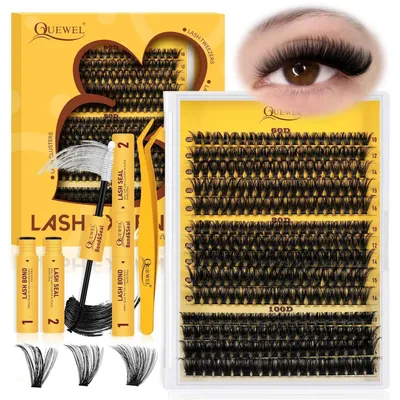 Produktbild von Wimpern-Extensions-Set 280 Einzelwimpern 60D+80D+100D, 3 Stile 10-16mm, mit Kleber & Pinzette