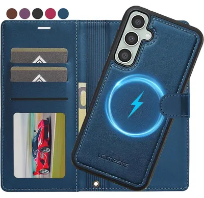 Immagine prodotto di Custodia per cellulare Samsung Galaxy A17 4G/5G, custodia a libro magnetica 2-in-1, con blocco RFID, porta carte, in pelle, colore blu