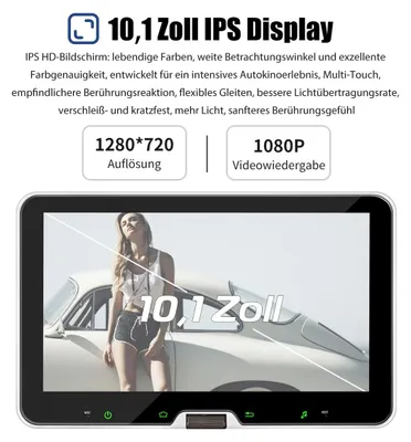 Produktbild von Autoradio 1 DIN 10 Zoll Touchscreen Android 14 Carplay GPS Navi DAB Plus Drehbar Bluetooth Freisprechanlage 2 GB RAM 64 GB Speicher 4x60 Watt Universal PKW