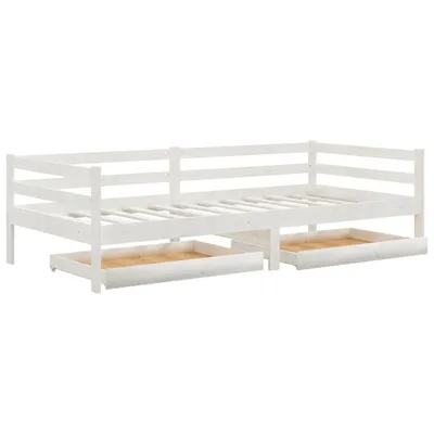 Obrázek produktu pro Válenda se zásuvkami 90 x 200 cm bílá masivní borové dřevo