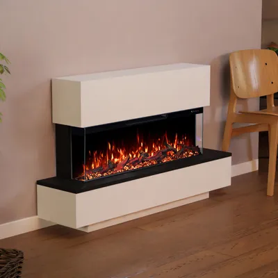 Produktbild von Glow Fire Elektrokamin 'Cobalt Standkamin 42' | Multicolor LED Wandkamin mit Heizung in weiss (1800W) | HxBxT: 75x121,7x29 cm