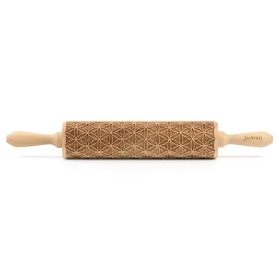 Produktbild von Folkroll Teigrolle Blume des Lebens, groß, 43 cm, Nudelholz, Prägerolle, Muster, Motiv, Rolle, Buchenholz, 331484