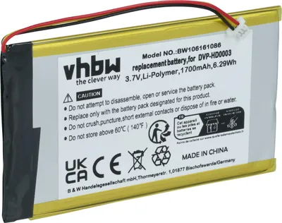 Produktbild von vhbw Akku Ersatz für Creative Labs LPCS285385, BA20603R79914, DVP-HD0003 für MP3-Player Musik Player (1700 mAh, 3,7 V, Li-Polymer)