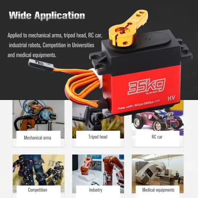 Obrázek produktu pro 35KG Digitální servo IP66 Vodotěsné nerezové servo řízení 270 stupňů s 25T ramenem serva pro 1/10 1/12 RC auto Toy Boat Airplane