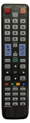 A close-up shot of a black TV remote control.