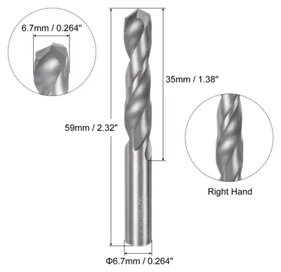 Produktbild von Massiver Hartmetall-Bohrer, 6,7 mm (0,264") YG6X/C3 Mikrokorn-Hartmetall-Spiralbohrer mit geradem Schaft zum Bohren von Edelstahl, Aluminium, Metall und Kunststoff