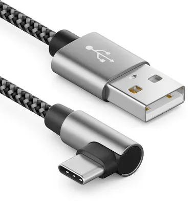 Produktbild von deleyCON 0,5m USB-A auf USB-C Kabel 90° gewinkelt