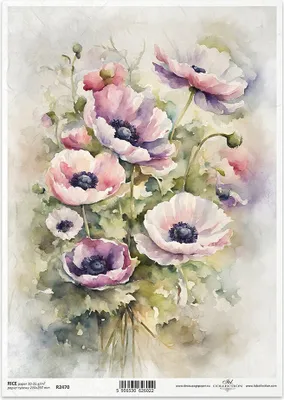 Image de Papier de riz ITD Decoupage Papier de bricolage Technique de la serviette R2470 Coquelicots