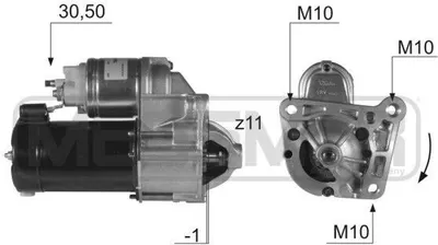 Produktbild von ERA 220402A - OE 77 00 113 627 Anlasser, Starter für Kangoo (KC), Kangoo (FC), Laguna II, Megane I, Scenic I