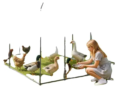 Obrázek produktu pro Klec pro drůbež, kovová konstrukce, design umožňující vstup, zelená barva