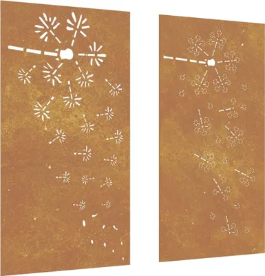 Obrázok produktu pre vidaXL 2-dielna záhradná dekorácia na stenu 105x55 cm Corten Steel Flower Design
