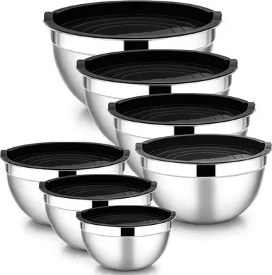 Produktbild von Famanu Mischschüssel 7-teilig - Stapelbare Schalen mit luftdichtem Deckel für Kochen und Backen