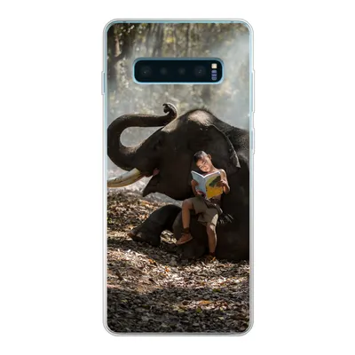 Produktbild von MuchoWow® Handyhülle Schutzhülle Hülle für Samsung Galaxy S10 Plus Elefant - Junge - Buch - Wald - Tiere - Natur Silikon Softcase Handy Hülle - Schutzhülle