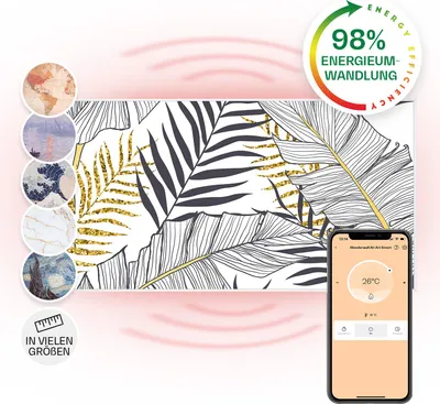Image de Klarstein Air Art Smart Chauffage Infrarouge, 700W Radiateur Electrique pour Maison, Contrôle via l'Application IoT/WiFi, Détection de Fenêtre Ouverte, Chauffage Mural, Thermostat, Econome, Sans CO2