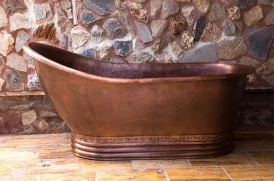 Obrázek produktu pro Casa Padrino secesní měděná vana 170 x 84 x v. 81 cm - Volně stojící retro vana - Rustikální měděný koupelnový nábytek