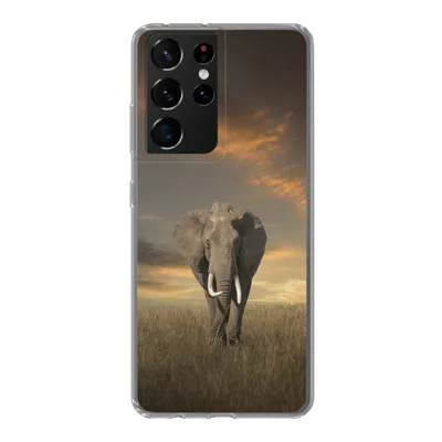 Produktbild von MuchoWow® Handyhülle Schutzhülle Hülle für Samsung Galaxy S21 Ultra Elefant - Tiere - Gras - Natur Silikon Softcase Handy Hülle - Mobiltelefon