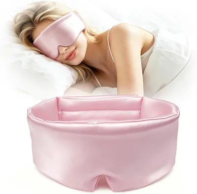 Imagen del producto de Mascarilla para dormir de algodón y seda, que bloquea la luz, de tamaño ajustable, ideal para personas que duermen de lado