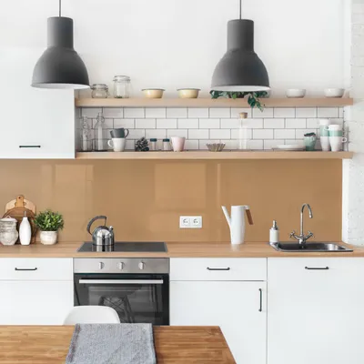 Produktbild von Küchenrückwand mit Motiv selbstklebend - 0.35 mm Wandpaneel wasserfest Design braun Unifarben Spritzschutz fugenlos