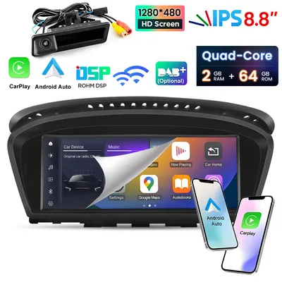 Image de 8.8" Android 15 Autoradio Carplay Für BMW E60 E61 E64 E90 E91 E93 CCC GPS Navi WIFI BT SWC USB 2+64GB Mit Kamera