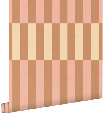 Produktbild von ESTAhome Tapete Leinenoptik-Streifen Rosa, Braun und Beige 50 x 900 cm