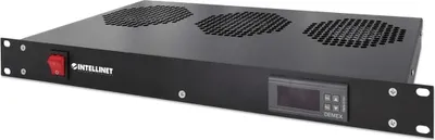 Produktbild von Intellinet Kühleinheit mit 3 Lüftern für 19" Schränke, Zur Montage auf den Profilschienen, 1 HE, schwarz, Lüfterschublade, 195,4 m³/h, Schwarz, 1 Stück(e), 3 kg