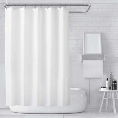 Image de Rideau de douche, blanc, imperméable et résistant à la moisissure, lavable en machine, avec 12 crochets en acier inoxydable et ourlet