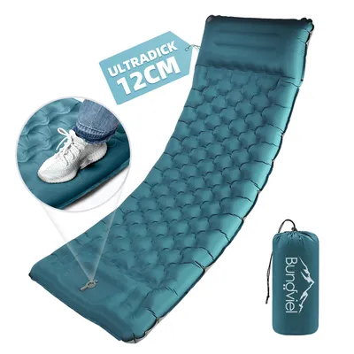 Produktbild von Camping Isomatte Selbstaufblasend 12cm Dicke Luftmatratze Utraleicht mit Fußp für Camping Wandern Strand, wasserdichte & Faltbare