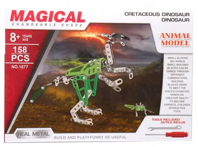 Produktbild von Dromader Metall Dino Bausatz 158 Teile Konstruktionsspielzeug