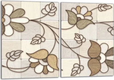 Produktbild von Herdabdeckplatten Set 2x40x52 cm Glaskeramikkochfeld Abdeckung Glas Spritzschutz, Muster Blumen