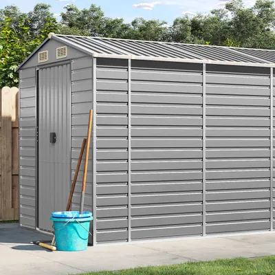 Produktbild von "im Angebot" Gartenhaus Hellgrau 191x895x198 cm Verzinkter Stahl - Geräteschuppen CC8150