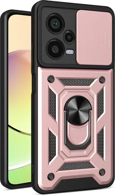 Produktbild von Hülle für Xiaomi Redmi Note 12 Pro+ mit Ring Ständer Halter Dia Kameraschutz TPU PC Hybrid Handyhülle Roségold