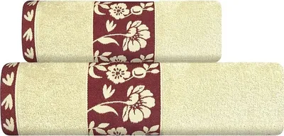 Obrázok produktu pre Uterák, osuška 100% bavlna, kvetinový vzor 70x140cm Ekru