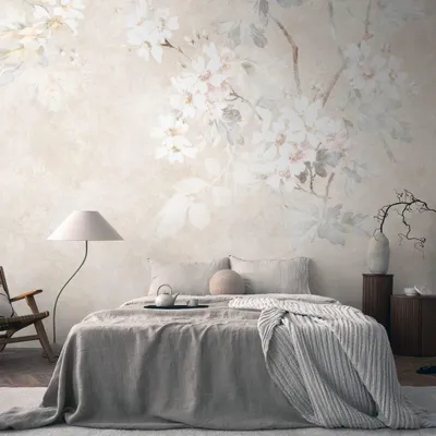 Productafbeelding van Profhome 399191-GU Fotobehang bloemen mat beige crèmewit 3,71 m x 2,8 m