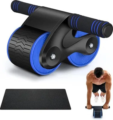 Produktbild von Famanu Bauchmuskeltrainer mit stabilen Doppelrädern - Automatische Rückstoßfunktion