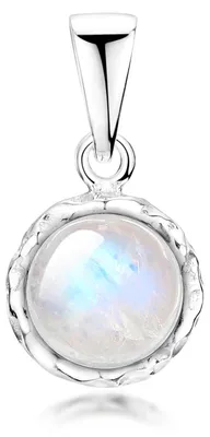 Produktbild von MATERIA by Matthias Wagner Damen Anhänger Mondstein weiß rund aus 925 Sterling Silber KA-67
