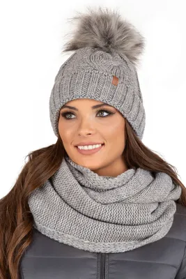 Image de Vivisence 7014kmpl light grey uni set hat+comforter