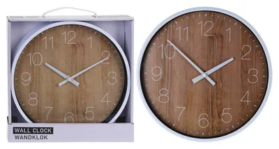 Image de Horloge Murale Effet Bois ø25cm Design Effet Bois, Mouvement Silencieux - Segnale