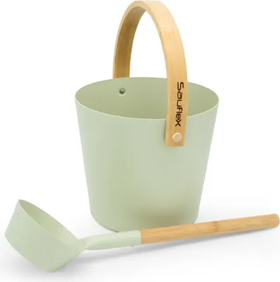 Imagen del producto de SAUFLEX: Cubo de aluminio de 5 litros con cucharón, juego en color beige