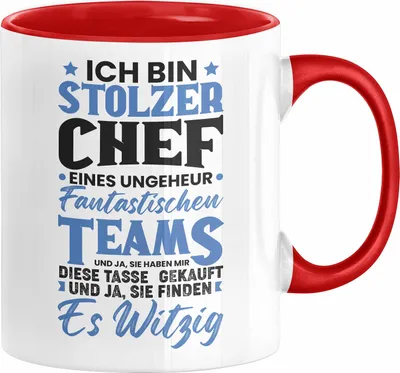 Produktbild von Chef Geschenk Lustig Tasse für Chef vom Team Ich Bin Stolzer Chef Eines Ungeheuer Fantastischen Teams (Rot)