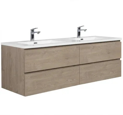 Produktbild von Badplaats Badezimmermöbel Angela 160 cm – Kastanien Eiche –  Badmöbel mit Waschbecken