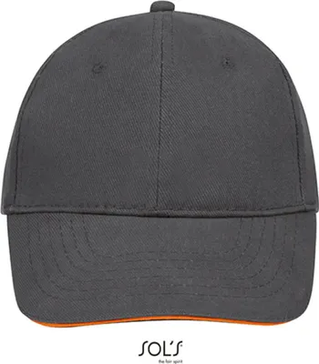 Image de SOLs 88100 | Six Panel Cap Buffalo / cap / casquette / chapeau - Couleur : Gris (Solid)/Orange - Taille : Taille unique