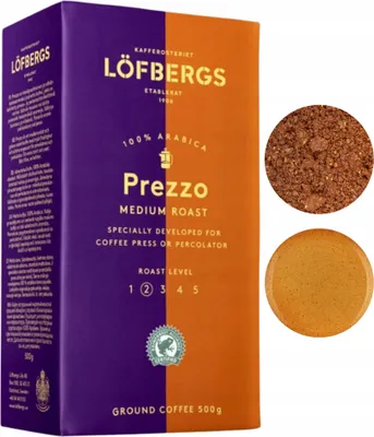 Obrázek produktu pro Lofbergs Prezzo Středně pražená arabica intenzivně mletá 500g