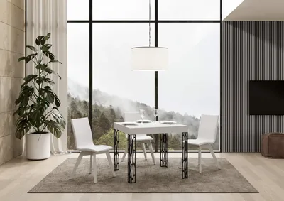 Productafbeelding van ITAMOBY - Uittrekbare eettafel 90/246x90 cm, model Ghibli, met beukenfineer in wit, en poten in antracietgrijs