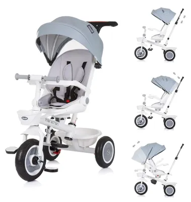 Produktbild von Chipolino Tricycle Marathon 2 in 1 Dreirad, Sitz umkehrbar, Gummiräder, Dach grau